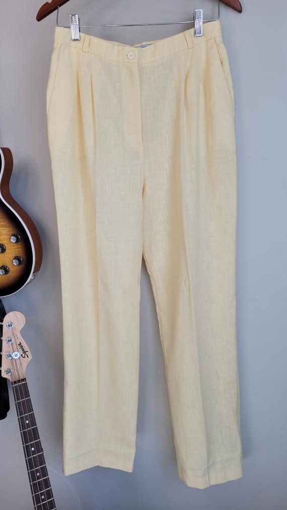 Vintage 1980s Pale Yellow Linen Pants by Norton Mc