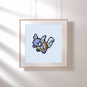 Wartortle - pôster Pokémon, colecionável digital GRATUITO, DOWNLOAD INSTANTÂNEO, impressão digital, pixel art, decoração minimalista (alta qualidade)