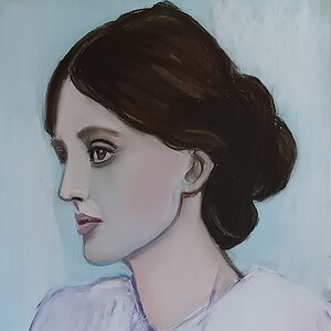 Dibujo original de Virginia Woolf al pastel sobre cartulina pastel 30x40cm, arte mural, pintura al pastel