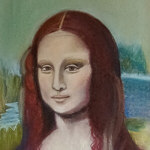 Mona Lisa, desenho pastel em papel kraft A3, arte decorativa Mona Lisa, segundo o grande mestre renascentista Leonardo da Vinci
