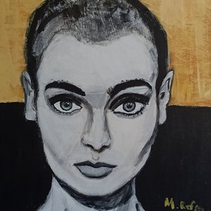 Nothing compares to you, Sinèad O'Connor, portrait acrylique sur carton entoilé