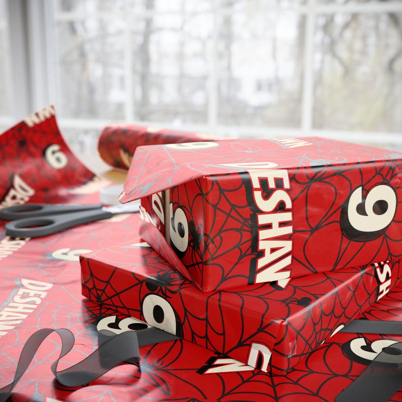 Spidey Senses Geschenkpapier - Personalisierte Geschenkverpackung für Geburtstage, Themenpartys - Party Dekor Bild 6