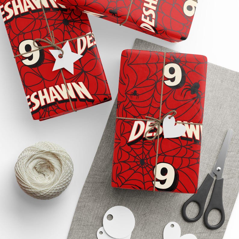 Spidey Senses Geschenkpapier - Personalisierte Geschenkverpackung für Geburtstage, Themenpartys - Party Dekor Bild 4
