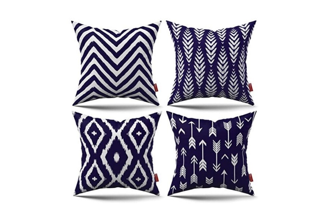 Navy Blue Cushion Covers Set of 4 45cm X 45cm 18 X 18 Inch Etsy