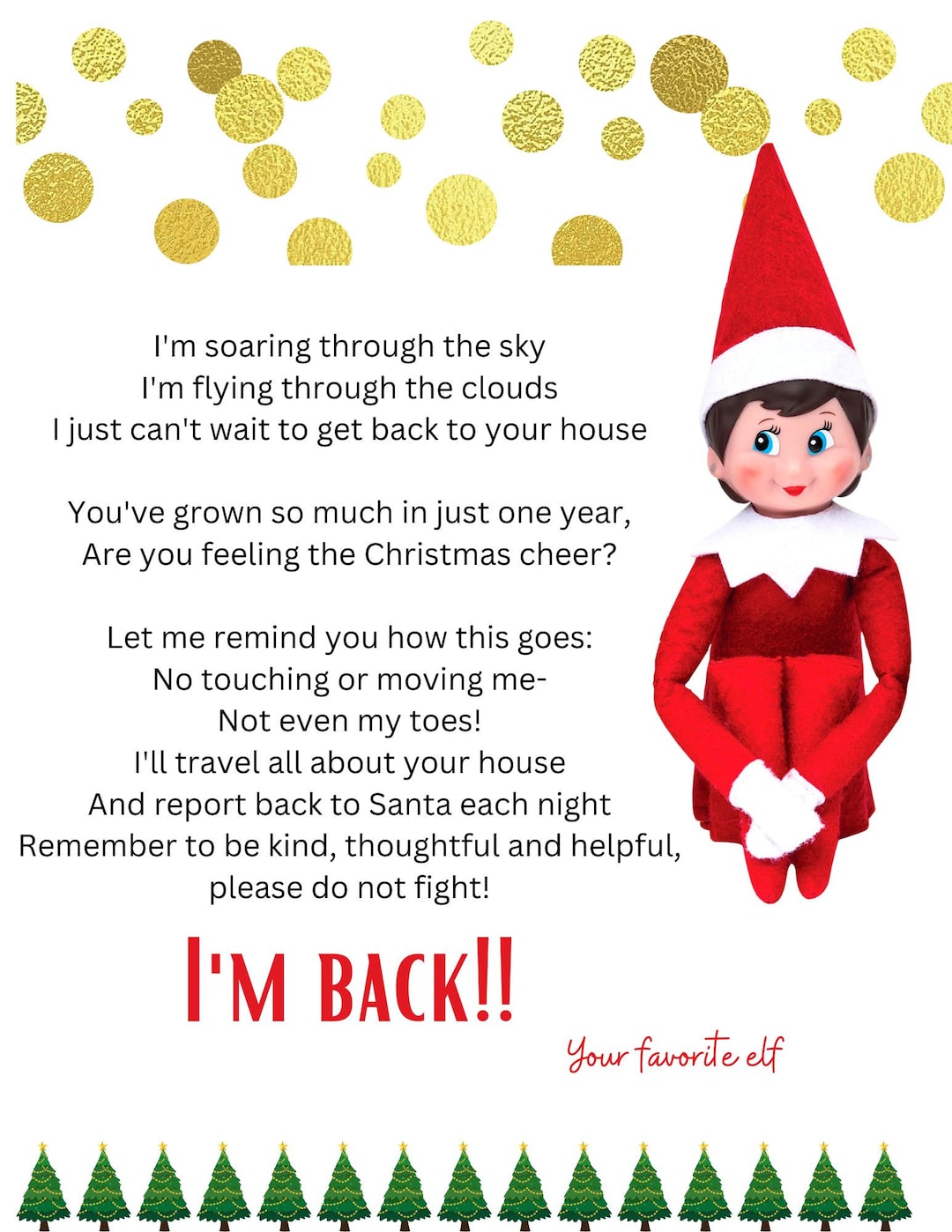 Elf Return Letter Etsy