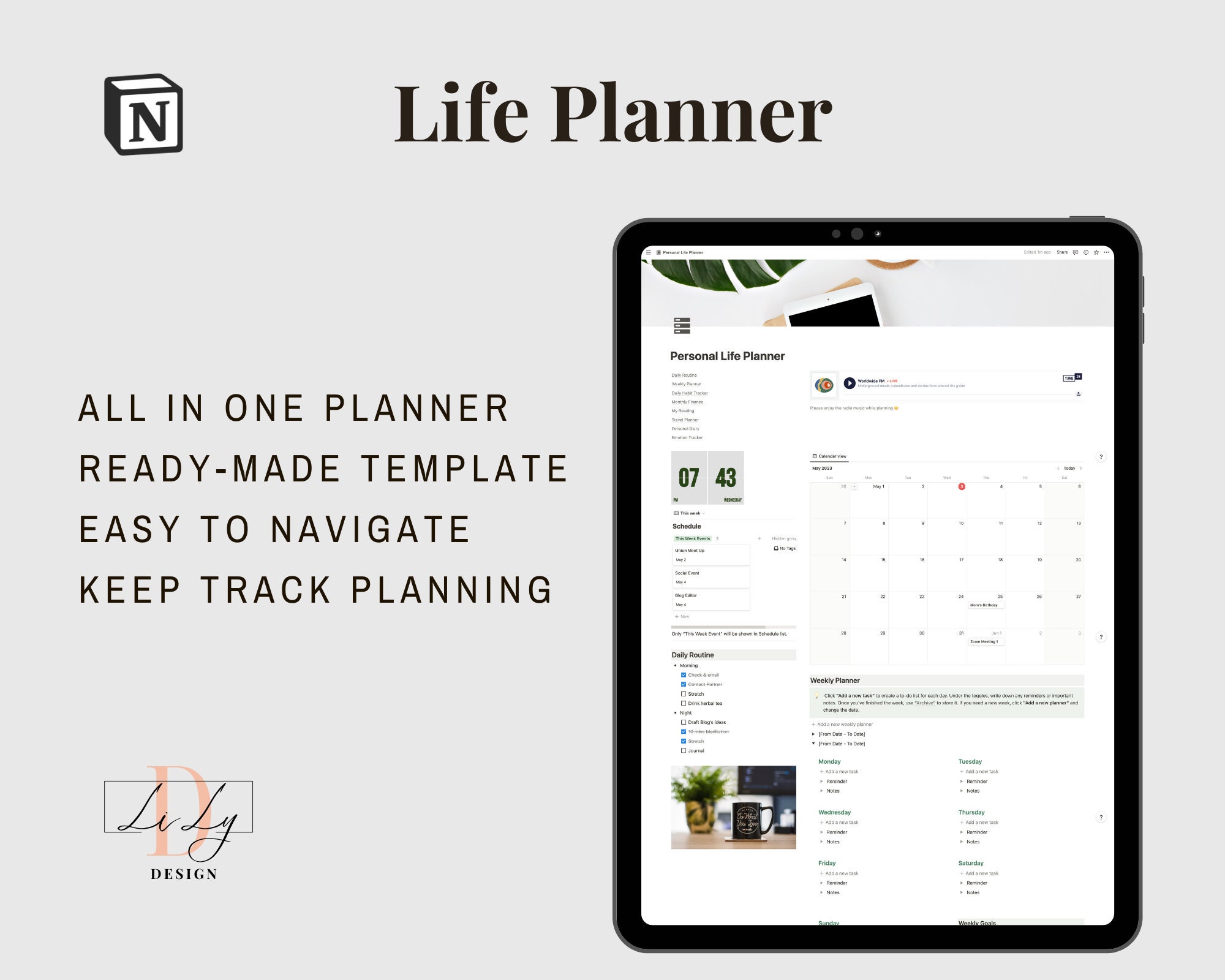 Notion personal life planner template etsy