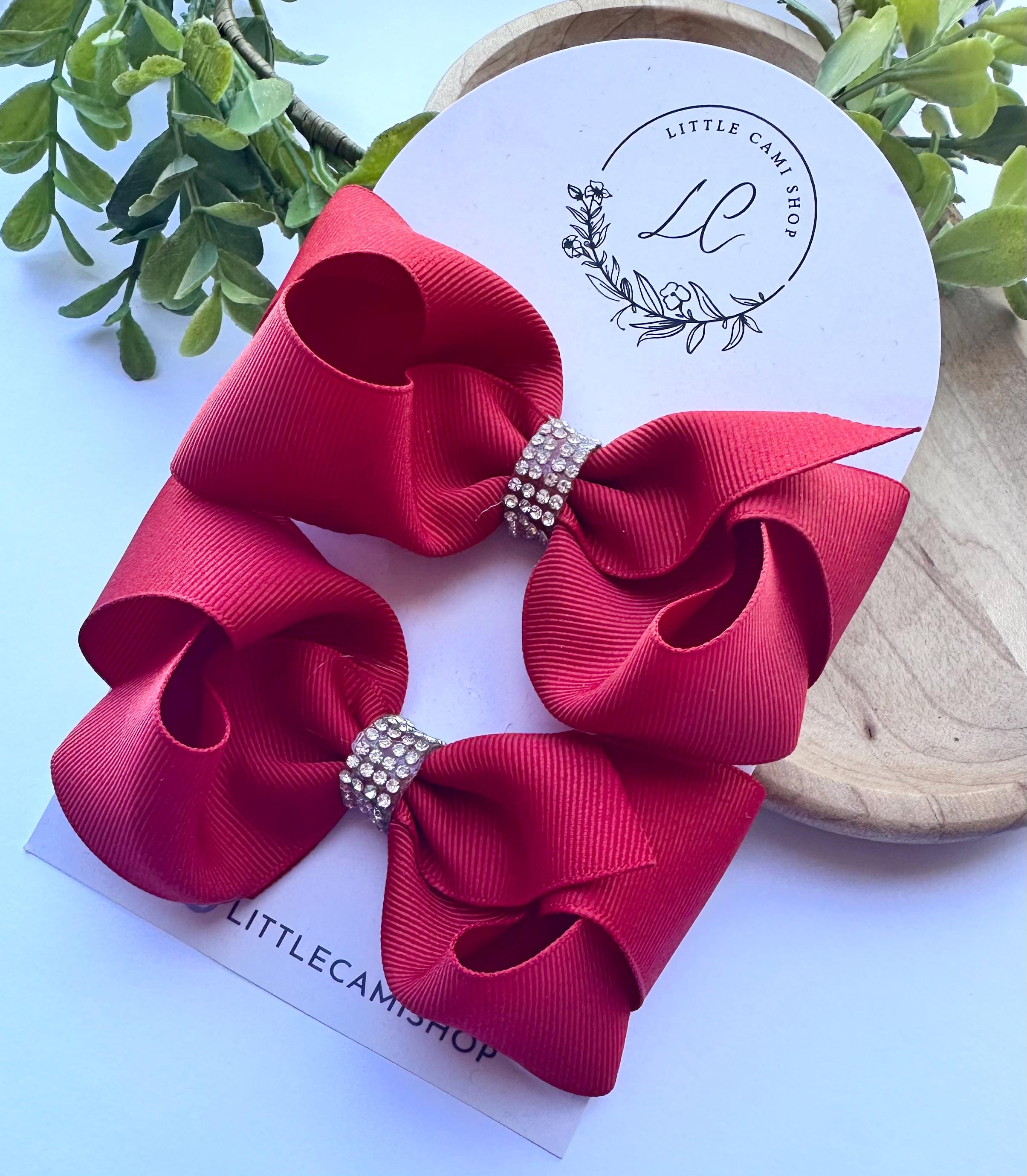 Hair Ribbon Red Many Designs Red Grosgrain Ribbon Pigtail Hair Bows, Set of 2 - Etsy