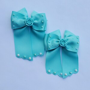 Aqua set of bows, Aqua hairbows, Aqua pigtail Bows, Aqua piggies, Aqua Toddler hairbows, Girls hairbow, Toddler hairbows, Girls accessories