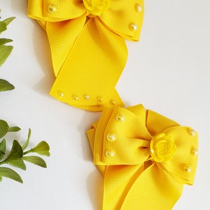 Yellow hairbows, Yellow pigtail Bows, Yellow piggies, Yellow Toddler hairbows, Girls hairbow, Toddler hairbows, Girls accessories