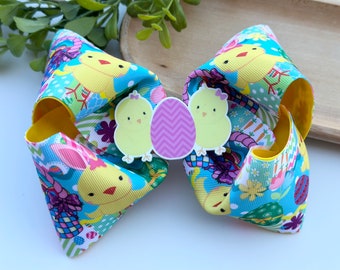 Easter Hair Bow, Pastel Spring Colors, Boutique Alligator Clip