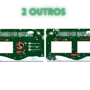 YouTube Branding Kit | Editable Banners, Intros and Outros | 8 Editable Canva Templates | Vlogmas Christmas Red and Green image 3