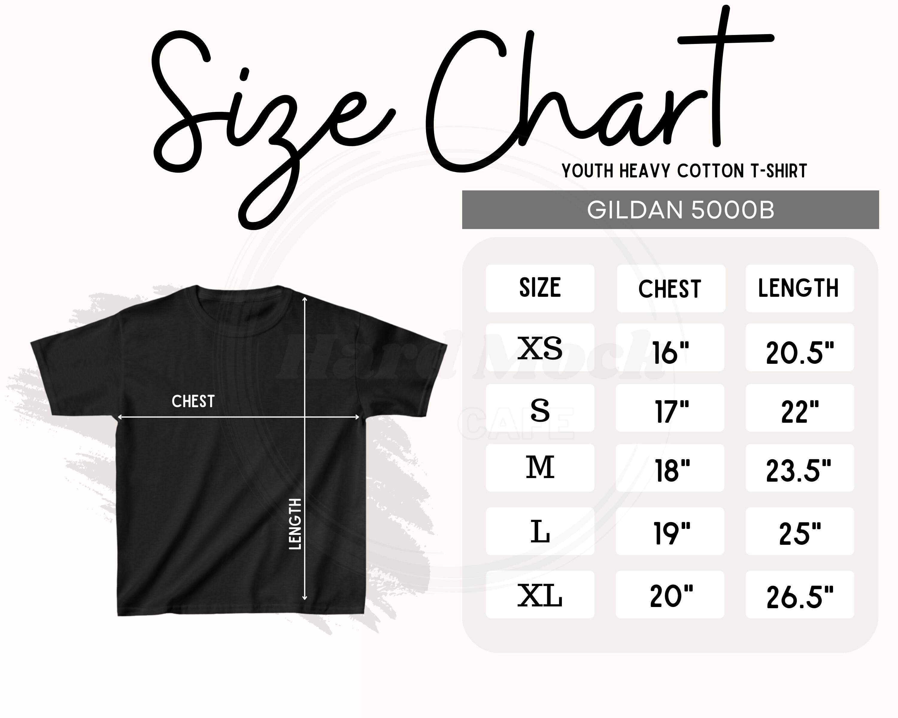 Gildan 5000B Size Chart Instant Download Child Youth Tshirt Etsy