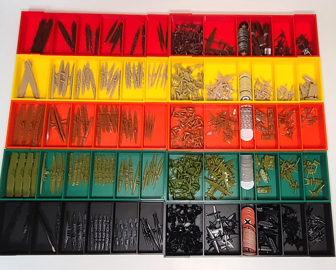 Axis and Allies Organizer // Set of 10 WWII Game Boxes Compatible With