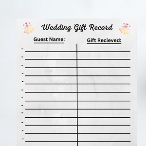 Printable Wedding Gift Organizer, Digital Wedding Planning, Thank You ...