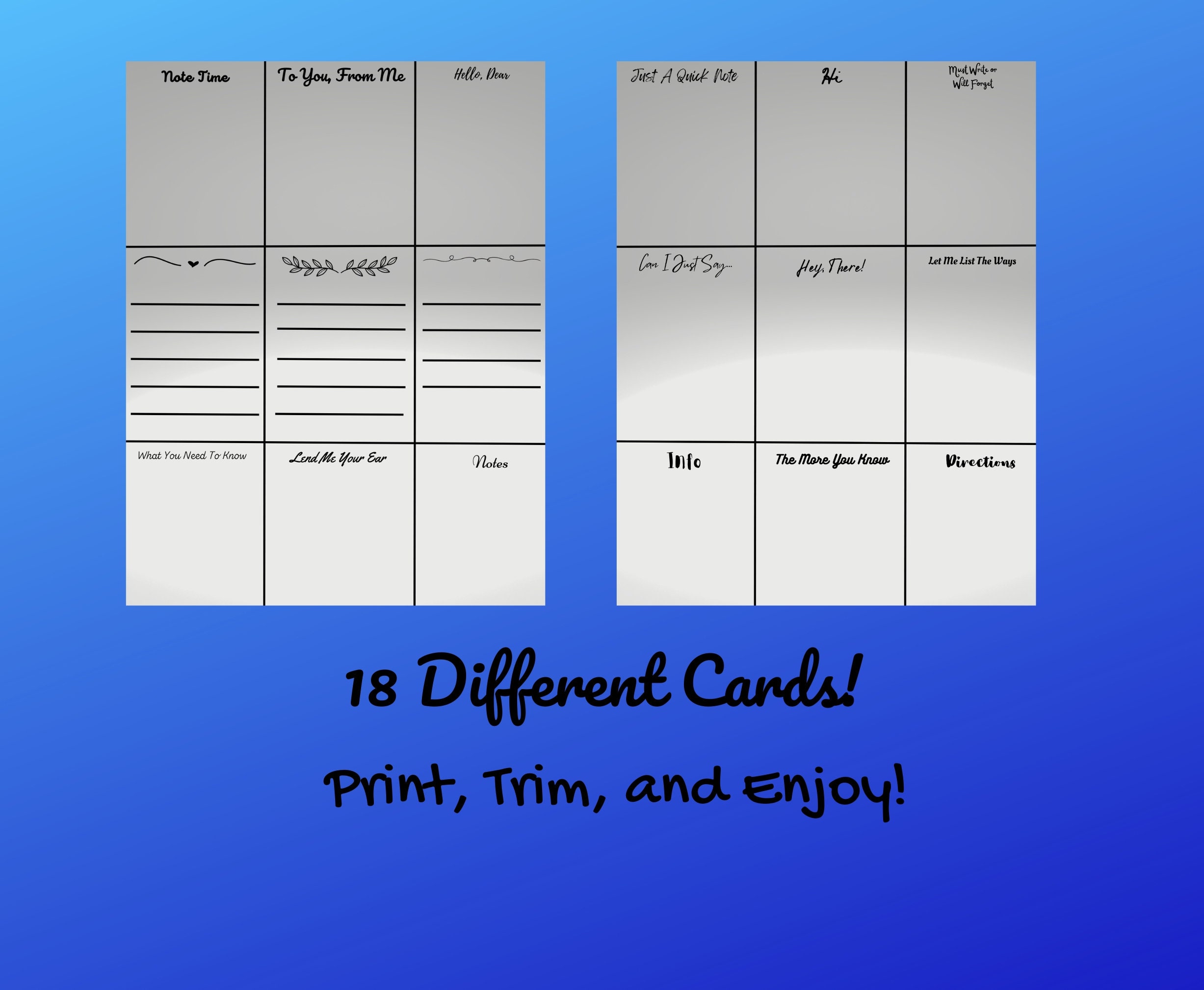 Printable Quick Notes, Colorful Reminder Cards, Fun Cards for Note ...