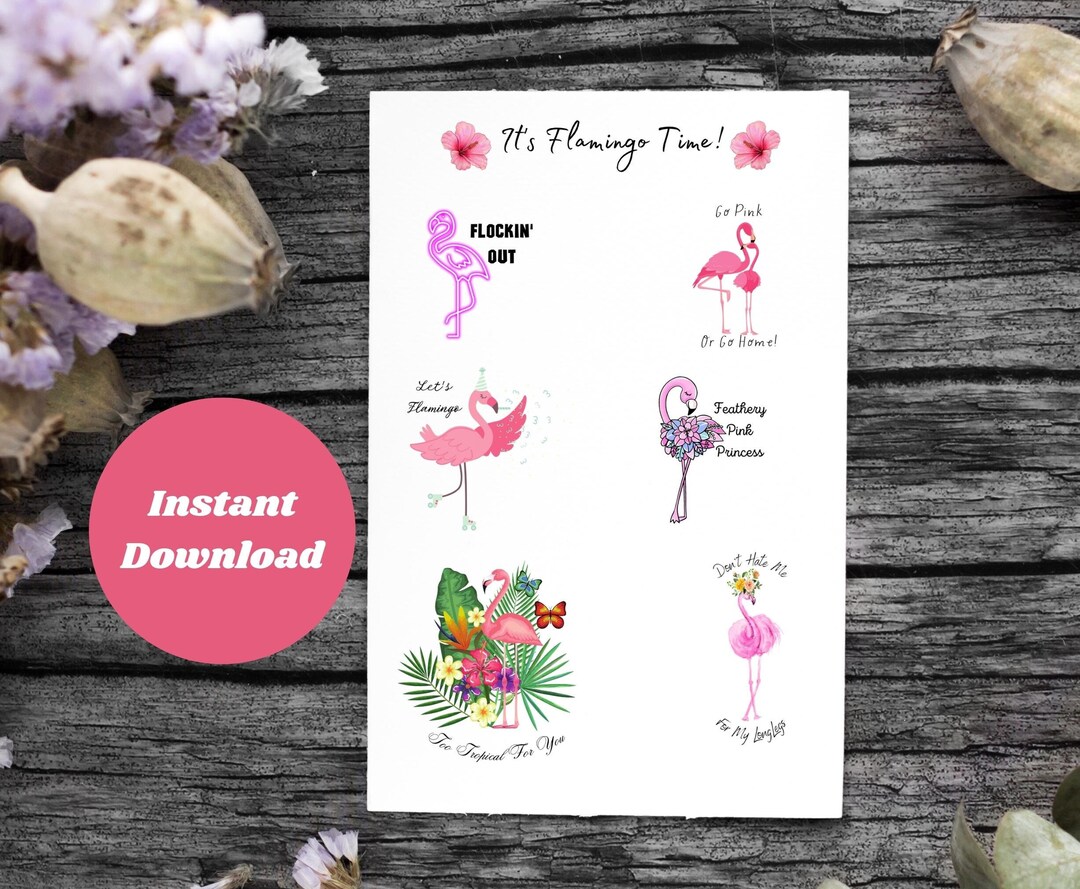 Custom Printable Flamingo Stickers I Tropical Stickers I Beach Stickers ...
