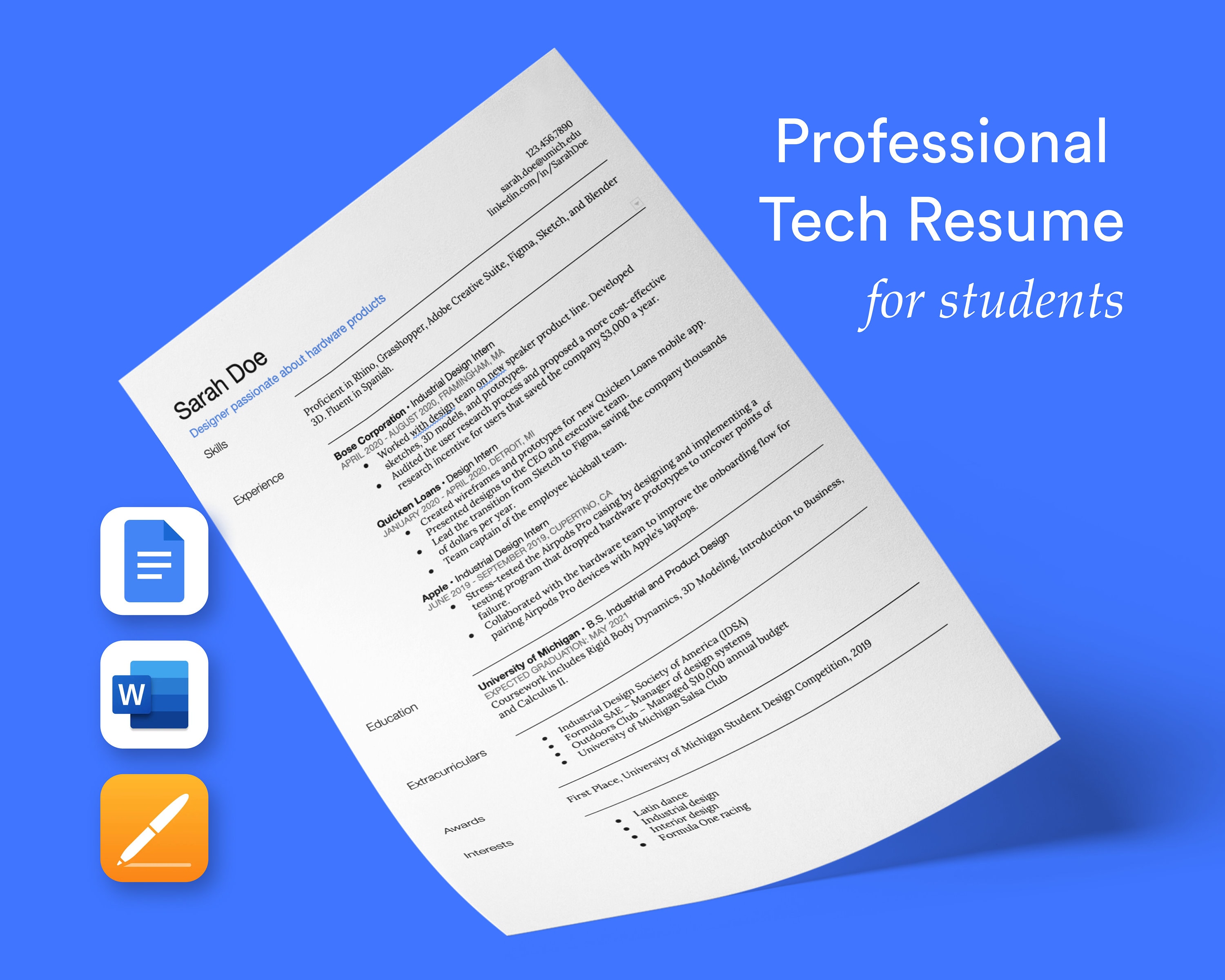College Google Docs Resume Template • Modern Internship College Resume College Google Docs Resume Template • Modern Internship College Resume