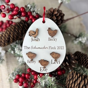 Chicken Christmas Ornament, Custom Chicken ornament, Crazy Chicken Lady Ornament, Farmhouse Chicken Christmas, Farm Ornament, Chicken egg