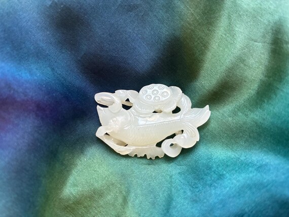 Carved White Jade Fish Pendant