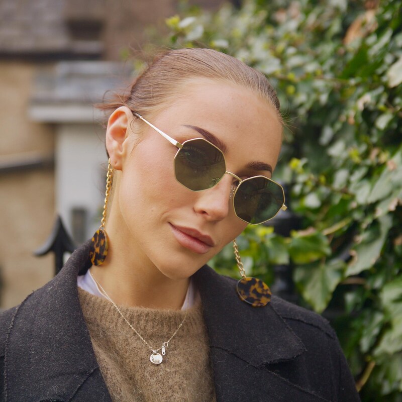 Vintage Octagon Sunglasses with Chain
