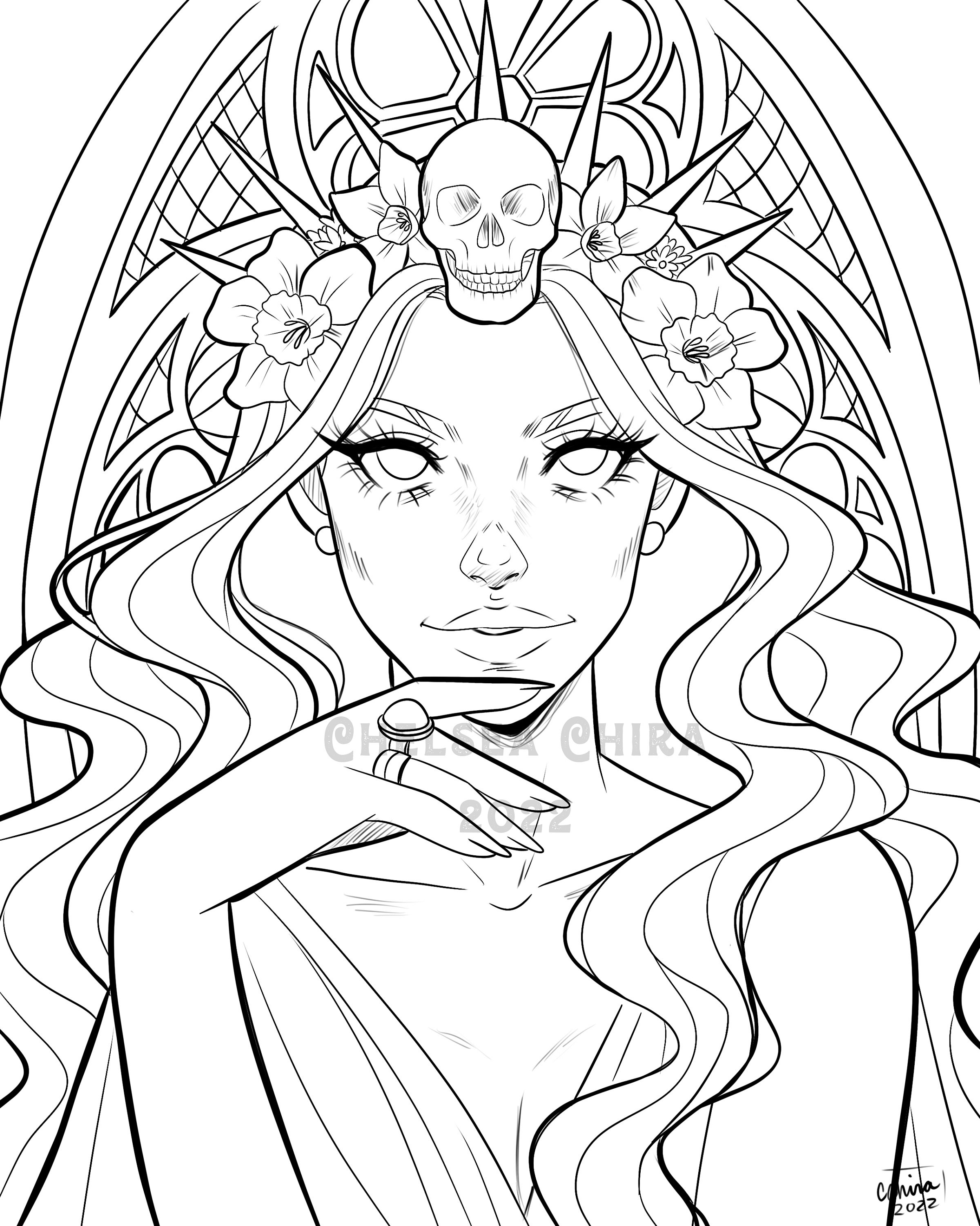 Adult Coloring Page of Grayscale Hades and Persephone. PDF, Printable,  Digital Download. 