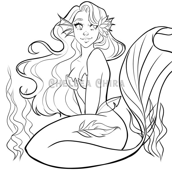 Seaweed Mermaid Coloring Sheet