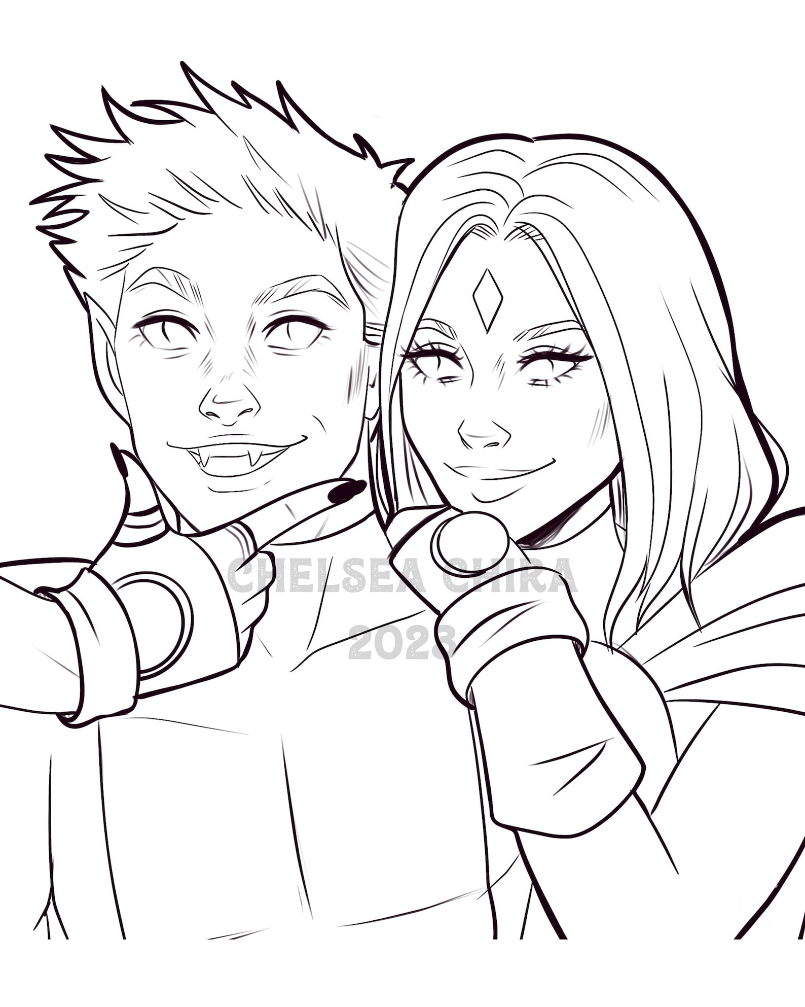 Raven and Beast Boy Coloring Sheet - Etsy