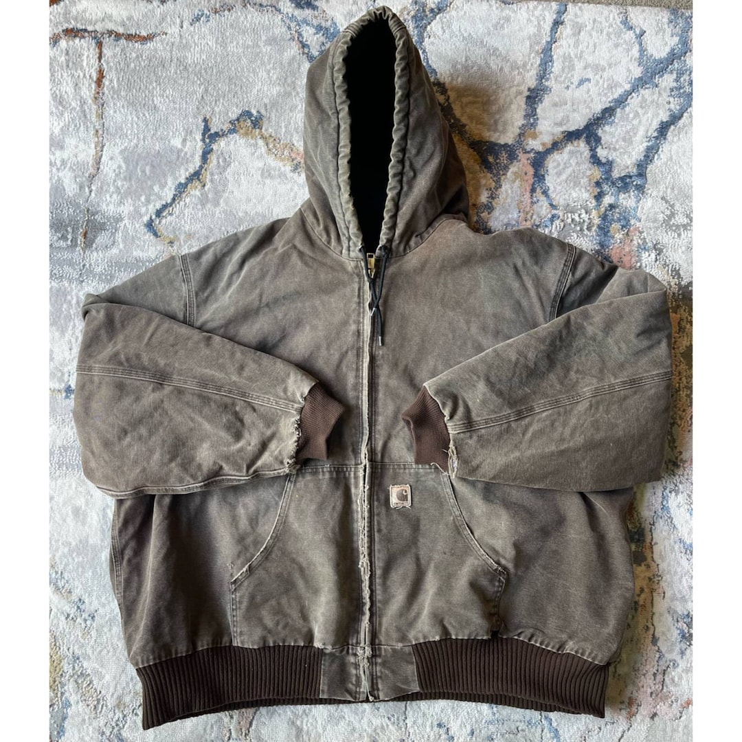 Vintage Brown Hooded Blanket Lined Carhart Jacket Size 4XL - Etsy