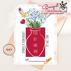 Spoonful of Sugar Get Well Soon Bouquet Gift Card Printable Holder