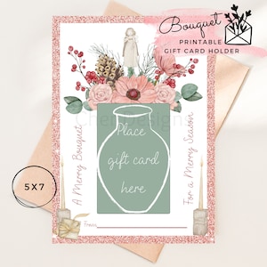 Suporte para impressão de cartão-presente de buquê de feliz Natal