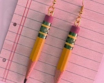 Ticonderoga Pencil Earrings - Made from World's Best Pencils for the World's Best Teacher! Unique Literary Gift -Writer-Teacher Appreciation