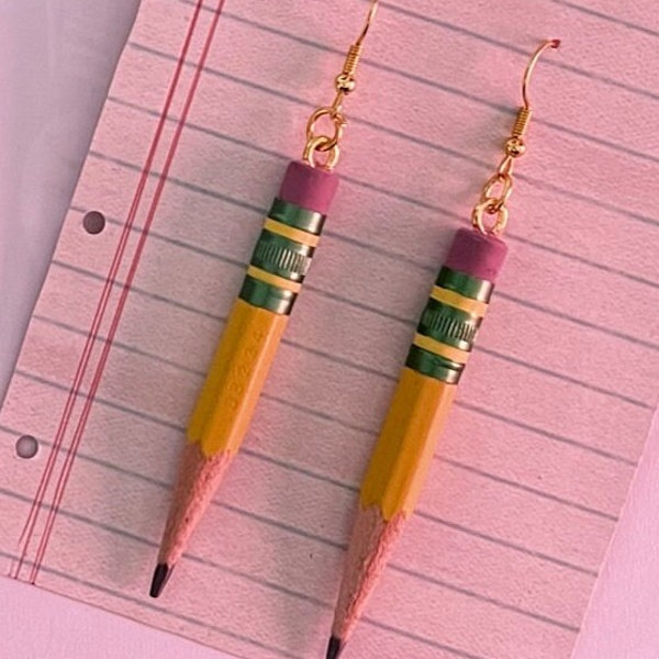 Ticonderoga Pencil Earrings - Made from the World's Best Pencil for the World's Best Teacher! Unique Literary Gift to/from Student