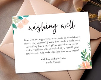 Floral Wishing Well Card: Bridal or Couples Shower (Canva Template)