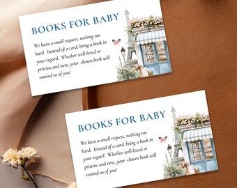 Livros de chá de bebê Bonjour Paris para cartão de bebê (arquivo para impressão) A90