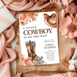 Un petit cowboy est en train de faire une baby shower de Zazzle.be Liste d'envies Vous avez des idées ? Invitation de fête de naissance de fille occidentale | Faire-part de fête prénatale western bébé fille A55