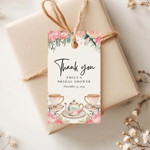 Bridal Tea Party Favor Tag | Tea Cup Bridal Shower Favor Tag | Bridal Shower Tea Party Gift Tags | Cup of Tea Floral Bridal Shower Tags A21