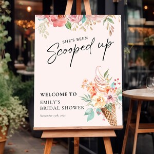 Ice Cream Bridal Shower Welcome Sign: &quot;She&#39;s Been Scooped Up&quot; (Digital Download) A59