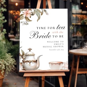Bridal Tea Party Welcome Sign | Tea Party Bridal Shower Welcome Sign | Floral Tea Party Watercolor Sign | Tea Party Welcome Sign A85