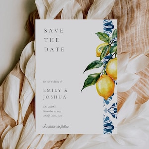 Zitrone Positano Save the Date Karte | Positano Italienische Hochzeit Save the Date Karte | Positano Italien Hochzeit Save the Date A04