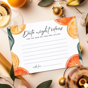 Ideas para una noche de cita Tarjeta de despedida de soltera con Aperol Spritz / Ideas para una noche de cita Juego de despedida de soltera / Ideas para una noche de cita Tarjeta A02 con naranja cítrica
