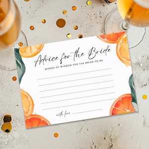 Hinweise für die Braut Aperol Spritz Brautdusche Karte | Hinweise für das Braut Brautparty Spiel | Citrus Orange Hinweis für die Braut A02