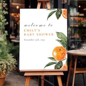 A Little Cutie Baby Shower Welcome Sign | Orange Little Cutie Baby Shower | A Little Cutie Orange Welcome Sign A72