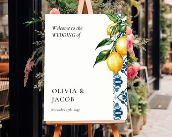 Lemon Positano Wedding Welcome Sign: Italian Citrus Decor (Digital Download) A04