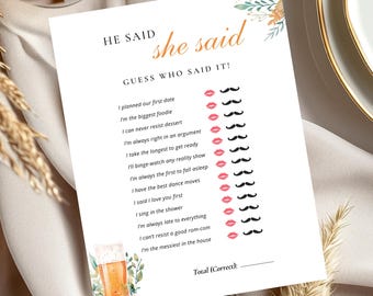 He Said She Said Bridal Shower Game: Love is Brewing A83