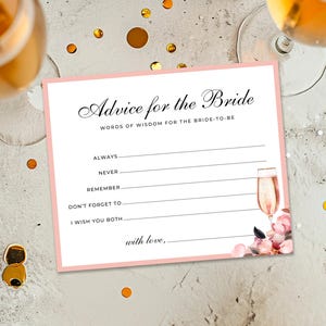 Advies voor de bruid Bloemblaadjes en Prosecco Vrijgezellenfeest | Advies voor bruid vrijgezellenfeest spel | Prosecco-advieskaart bloemblaadjes A13