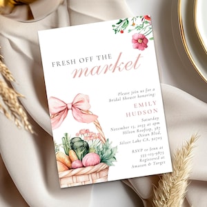 Faire-part nuptiale de douche fraîchement sorti du marché | Invitation nuptiale de douche de marché de producteurs | Douche nuptiale Elle vient de sortir du marché A88