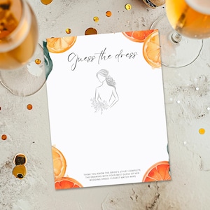 Devinez la robe Aperol Spritz Bridal Shower Jeu | Jeu de mariée Agrumes Aperol Spritz | Jeu de Devinez la Robe Orange Agrumes A02