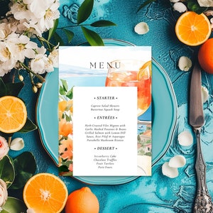 Brautparty-Menü Amalfi Italien | Aperol Spritz Brautdusche Menü | Italienisches Brautparty Menü A03