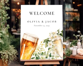 Bubbles and Brews Before They Say I Do | Bubbles and Brews Couples Shower Welcome Sign | Beer and Prosecco Couples Shower Welcome Sign A06
