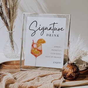 Aperol Spritz Signature Drink Sign: Bridal Shower Cocktail (Canva Template)